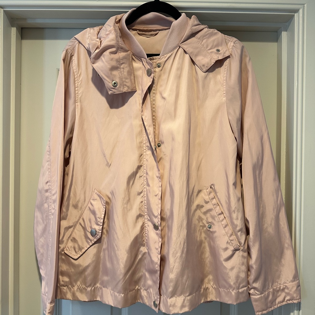 Women’s Zara Blush Pink Hooded Windbreaker Size Large